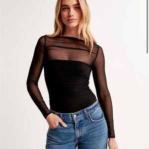 Abercrombie Long Sleeve Mesh Slash Bodysuit